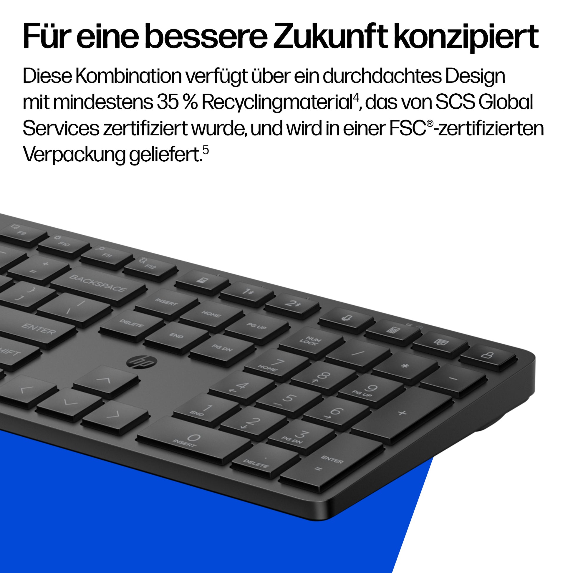 HP 495C – Tastatur-Maus-Set – Membran – Bluetooth & 2,4 GHz (USB-A Empfänger) – leise Tasten – schwarz