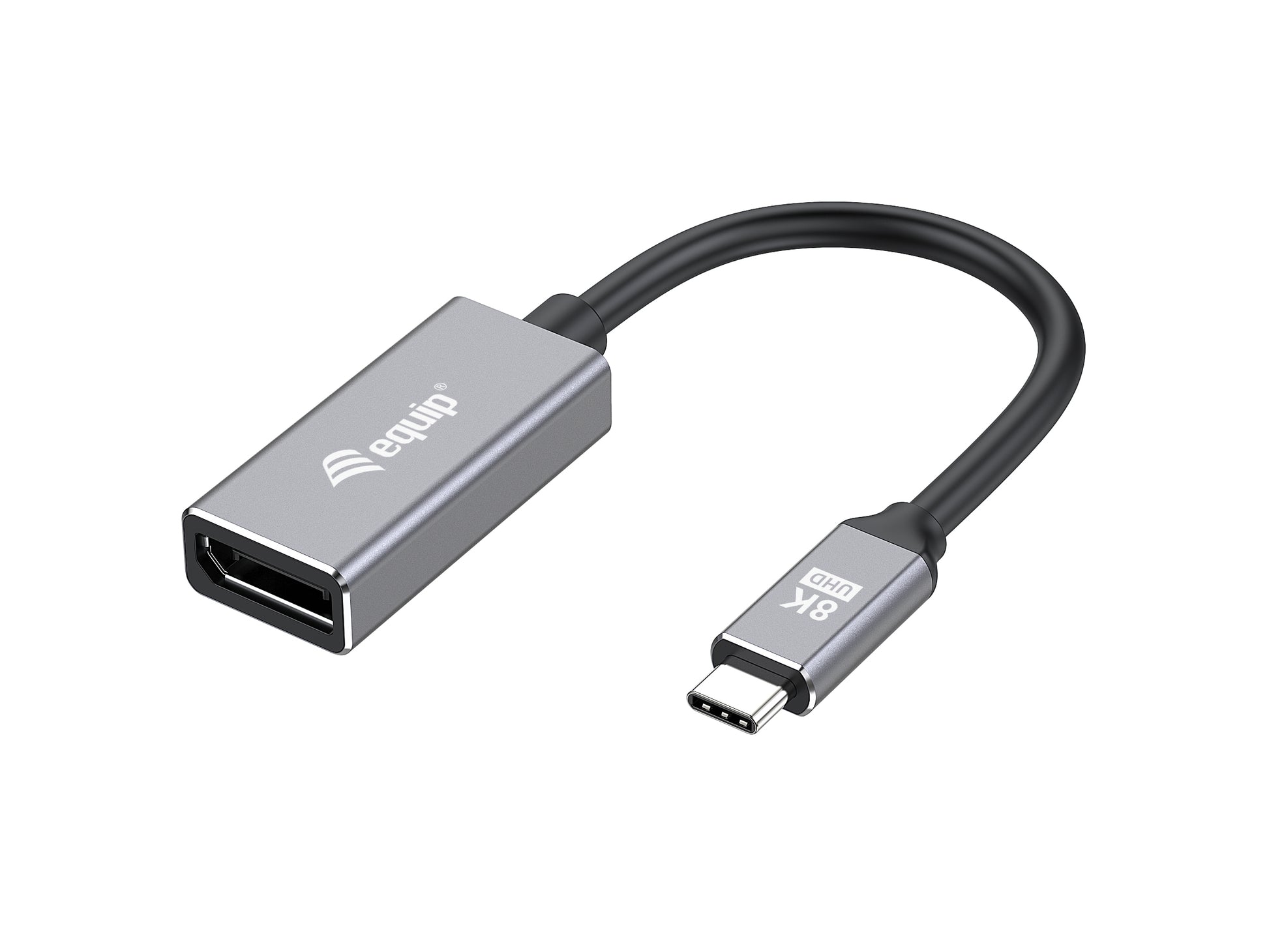 Equip Adapter USB-C zu DisplayPort – 8K (7680 × 4320) @ 30 Hz, DisplayPort 1.4, 0,15 m, Schwarz/Grau