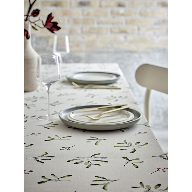 Södahl Tischdecke – 140×350 cm, Baumwolle, Natur, Mistletoe, OEKO-TEX