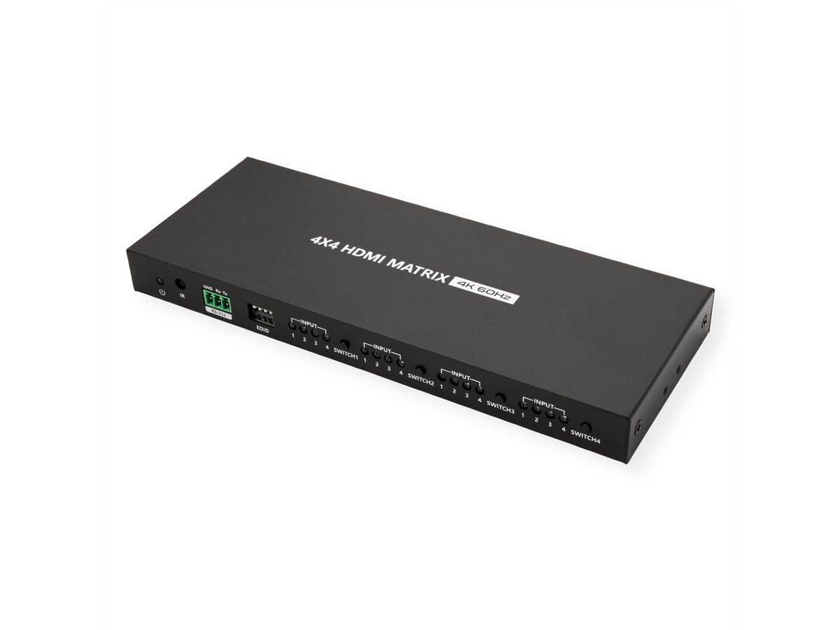 VALUE 4×4 HDMI-Matrix, 4K60, RS-232/IR-Fernbedienung