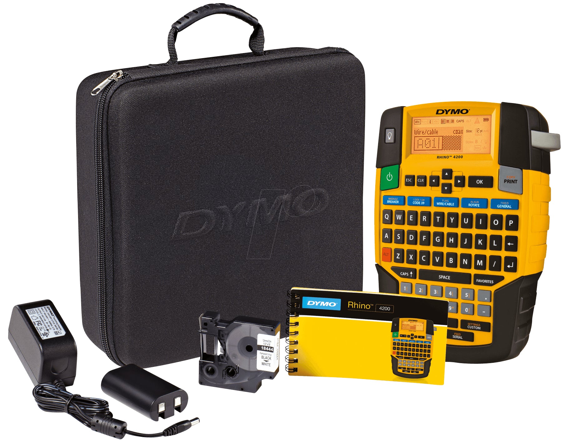 DYMO LabelManager Rhino 4200 – Beschriftungsgerät für Schriftbänder 6–19 mm, Lithium-Ionen-Akku