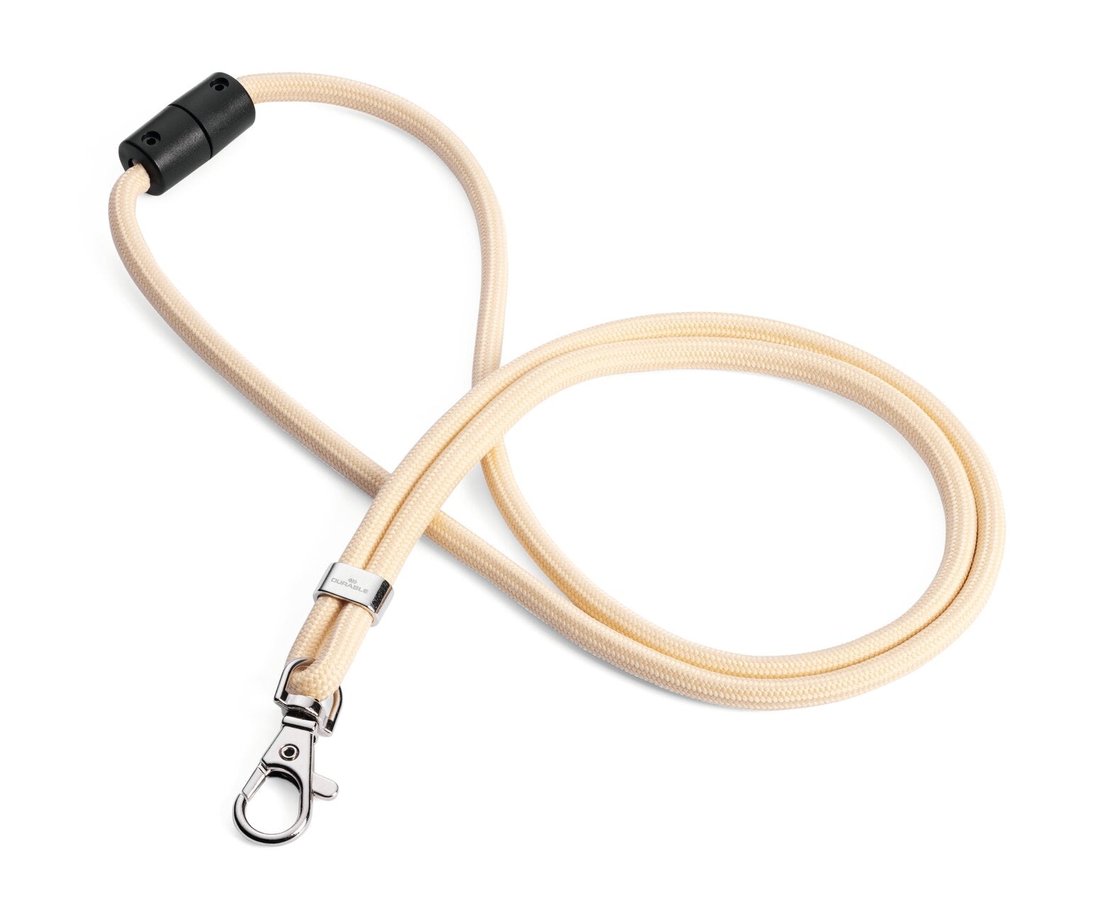 Durable Ausweishalter mit Textilband, Karabiner – Beige – rPET – 460 × 6 mm