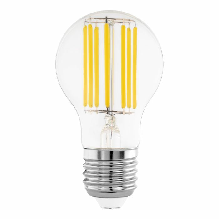 EGLO LED-Leuchtmittel E27 A60 – Warmweiss 3000 K, 1521 lm, 7 W – IP20 – 1 Stk., Transparent, Glas
