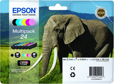 Epson Photo Ink Valuepack Nr. 24 Tintenpatronen-Multipack, 6 Farben (Original) – für XP-750/XP-850