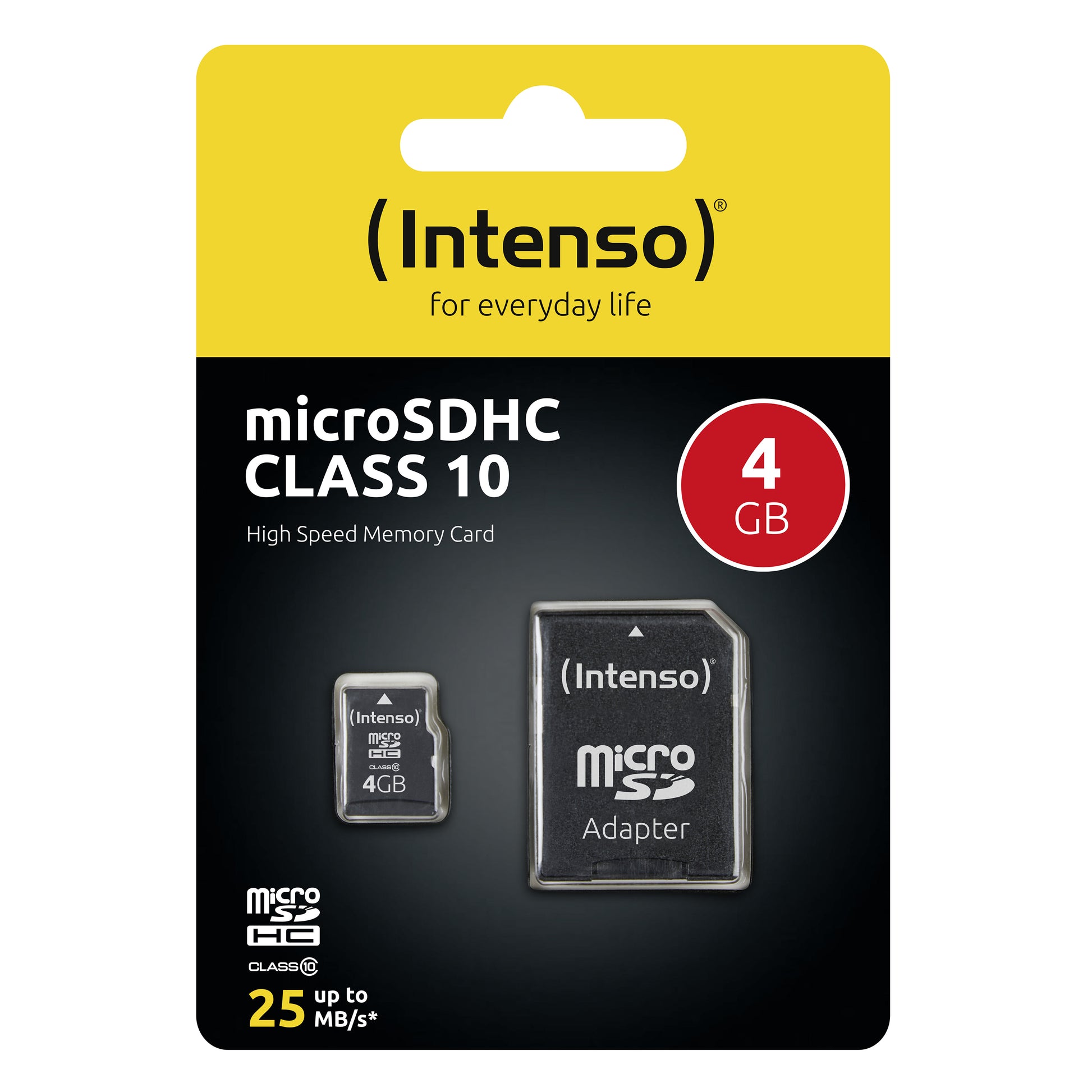 Intenso microSDHC 4 GB – Class 10, 25 MB/s Lesen, inkl. SD-Adapter