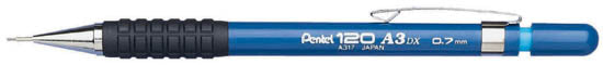 Pentel 120 A3 DX Druckbleistift – 0,7 mm, blau, mit Radierer