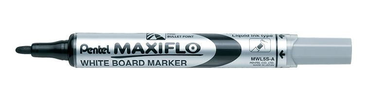 Pentel Whiteboard-Marker Maxiflo MWL5S – Konische Spitze 4 mm – Schwarz – Trocken abwischbar