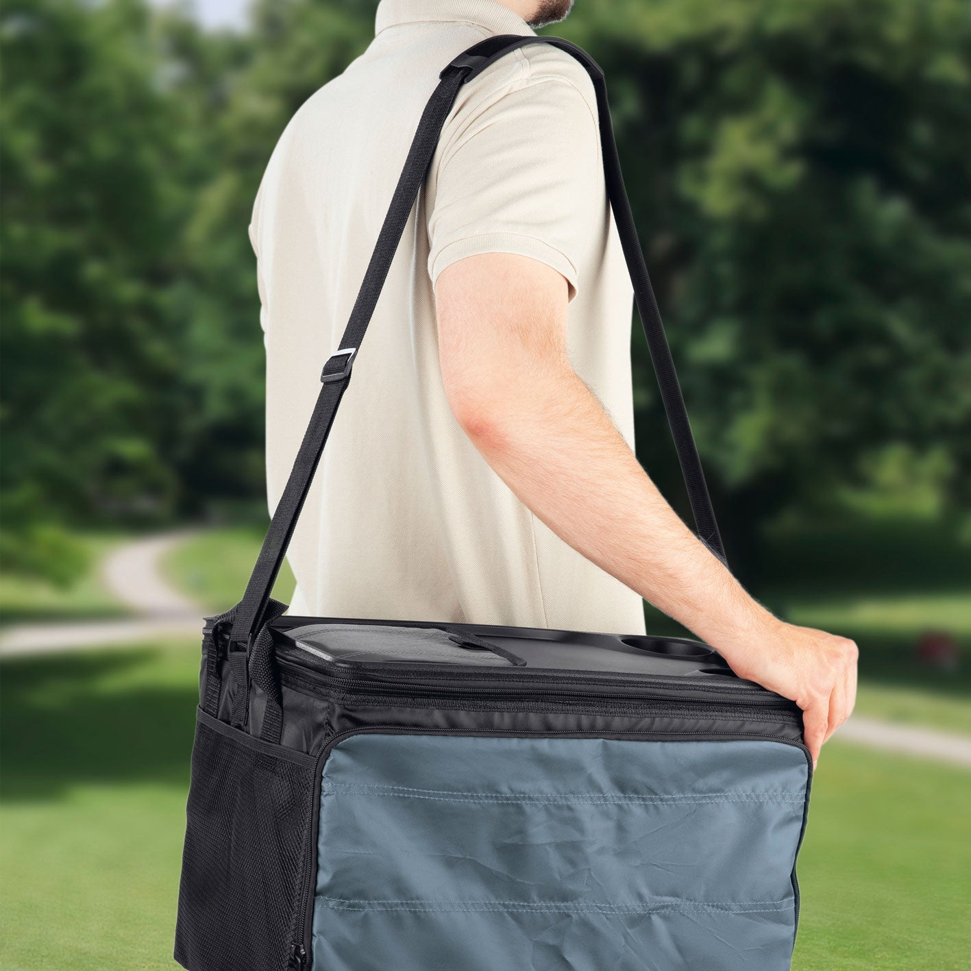 EASYmaxx Stofftasche Polyester, Schwarz/Grau, 445×310×280 mm, Schultergurt