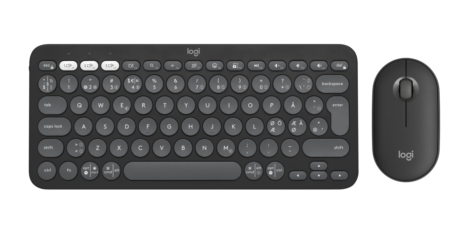 Logitech Pebble 2 Combo – Tastatur- und Maus-Set – Scherenmechanik – Bluetooth & 2,4 GHz (Logi Bolt) – QWERTY (Nordisch)