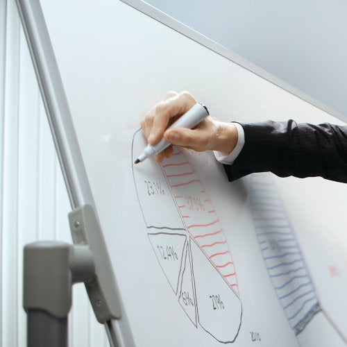 Nobo Whiteboard – 120 × 90 cm, lackierter Stahl, magnetisch, Alu-Rahmen, mobil, beidseitig