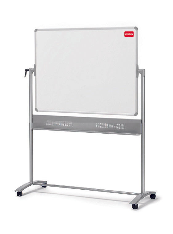 Nobo Whiteboard – 150 × 120 cm, lackierter Stahl, magnetisch, Alu-Rahmen, mit Ständer, beidseitig, drehbar