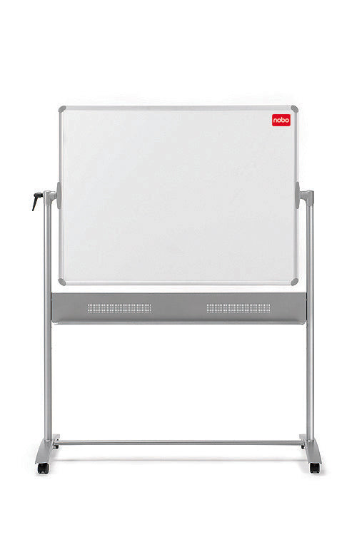 Nobo Whiteboard – 150 × 120 cm, Emaille, magnetisch, Alu-Rahmen, mobil, beidseitig, drehbar