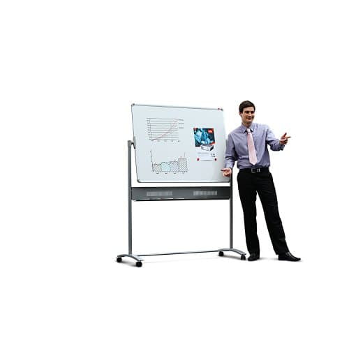 Nobo Whiteboard – 150 × 120 cm, Emaille, magnetisch, Alu-Rahmen, mobil, beidseitig, drehbar