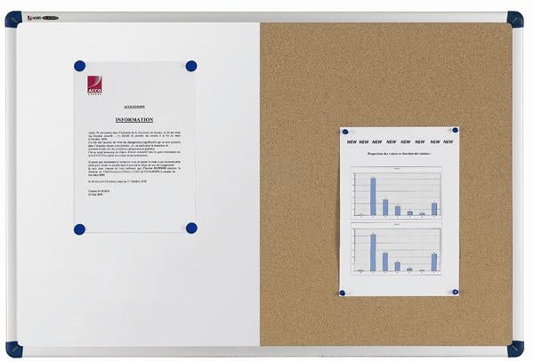 Nobo Kombiboard – Whiteboard/Kork, magnetisch – 90 × 60 cm, 1 Stk. – weiss/beige, Alurahmen