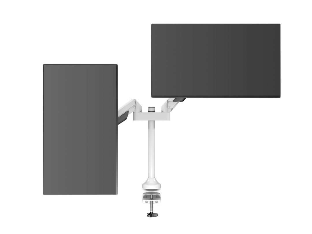Multibrackets Monitorarm, Dual, bis 32", 10 kg, neigbar, weiss
