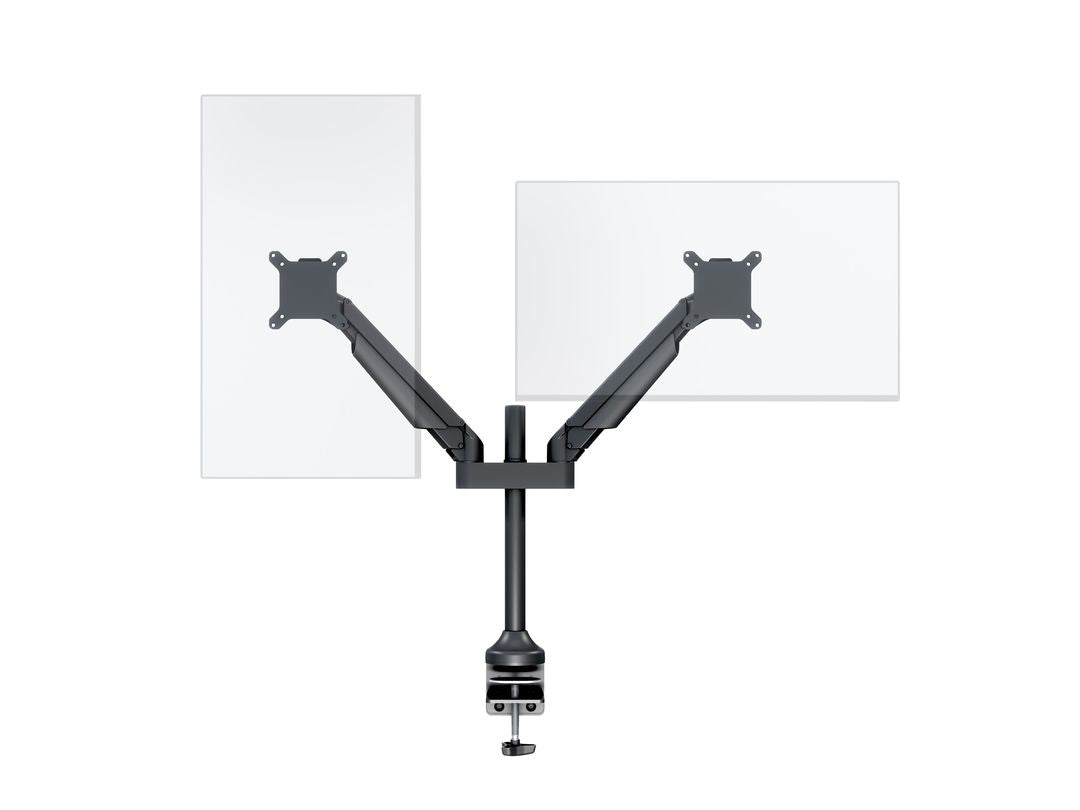 Multibrackets Gasliftarm HD 2593 – Monitorarm, Dual, Tischklemme, bis 32", VESA 100 × 100 mm, 21 kg, schwarz