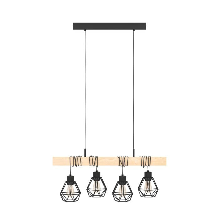 EGLO Pendelleuchte Townshend 5 – 20.0 × 70.0 × 110.0 cm, 240 W, schwarz, E27, exkl. Leuchtmittel