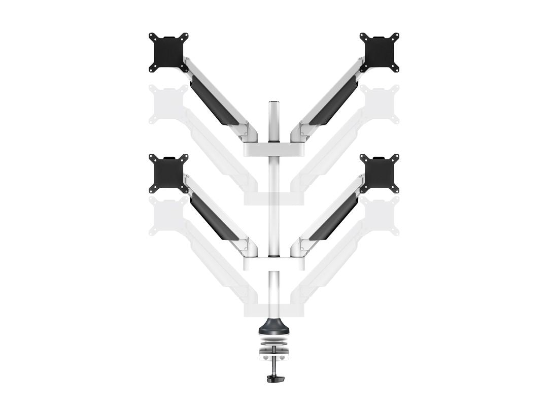 Multibrackets Monitorarm, Quad, bis 32", 10 kg, neigbar, weiss