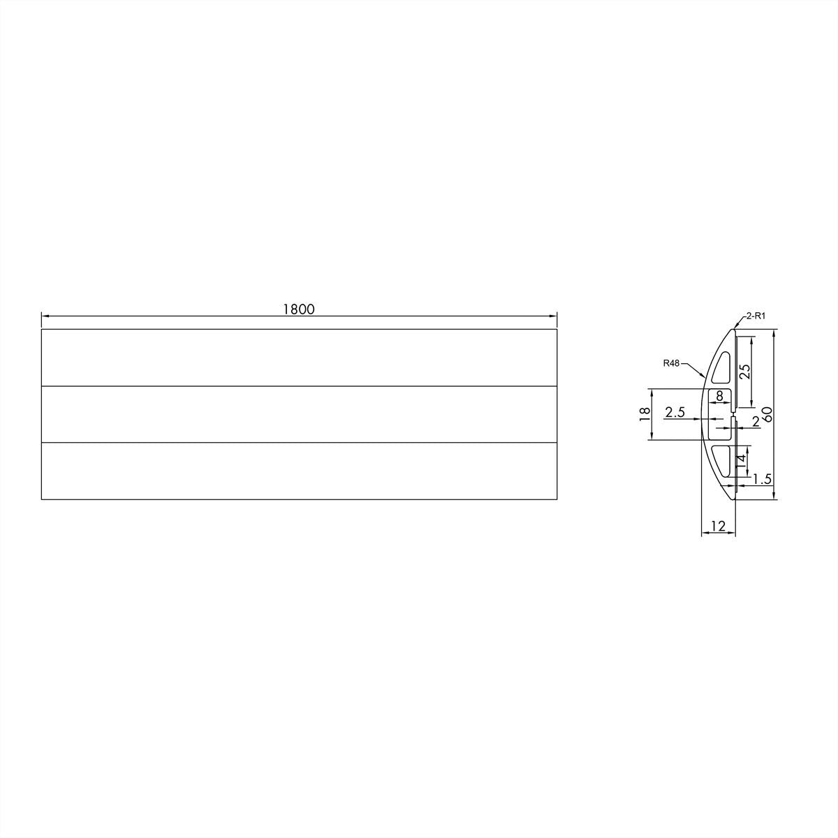 ROLINE Kabelbrücke 60×12 mm, L 1800 mm – TPE – schwarz