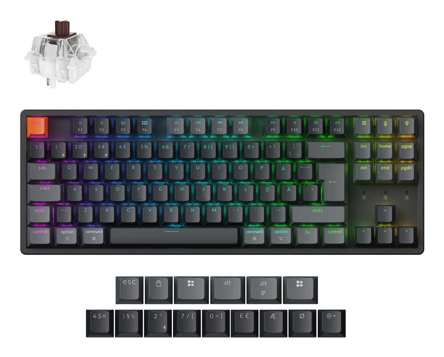 Keychron K8 QMK v2 – Tastatur – Mechanisch (Braun) – Bluetooth & 2,4 GHz (USB-A Empfänger) – QWERTZ (CH)