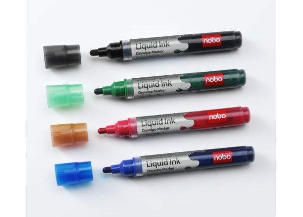Nobo Whiteboard-Marker – 4 Farben, 4 Stück, trocken abwischbar – für Whiteboards/Flipcharts