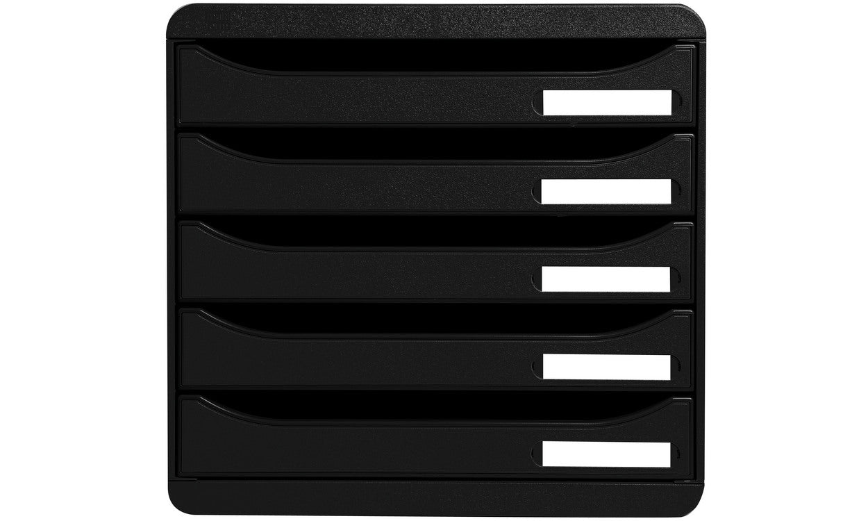 Exacompta BIG-BOX PLUS Schubladenelement – 5 Schubladen, für A4+, schwarz, B 347 × H 271 × T 278 mm