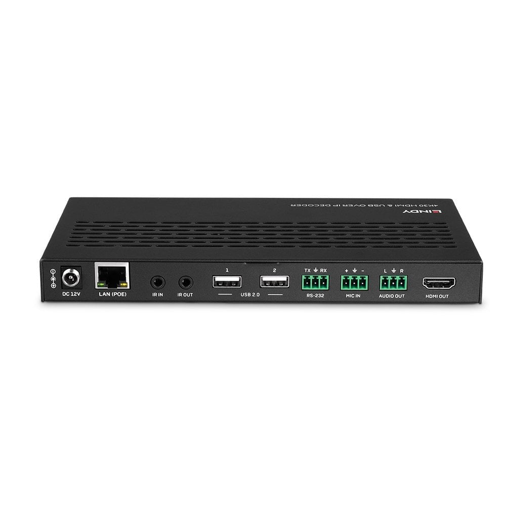 Lindy 4K30 HDMI & USB über IP – AV-Receiver – 4K UHD, 30 Hz, kabelgebunden, PoE (RJ‑45, HDMI 2.0) – Schwarz