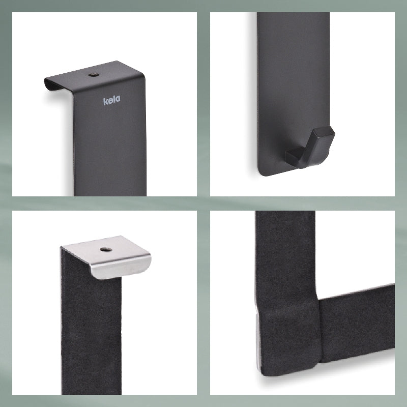 Kela Wandgarderobe – 4 Haken, Edelstahl, Schwarz, 30 × 13 × 2,5 cm