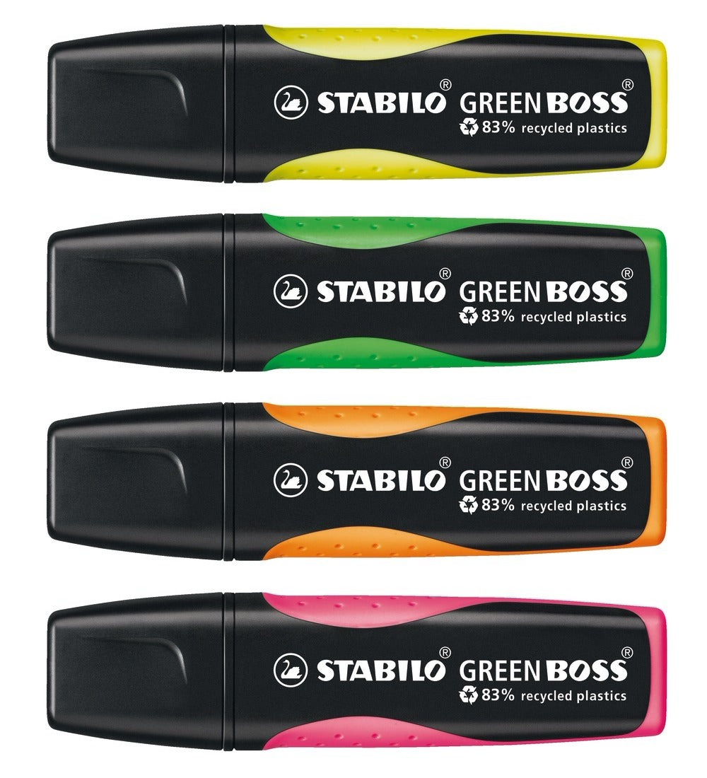 STABILO BOSS Textmarker Set 4 Farben – Keilspitze, 2–5 mm, nachfüllbar