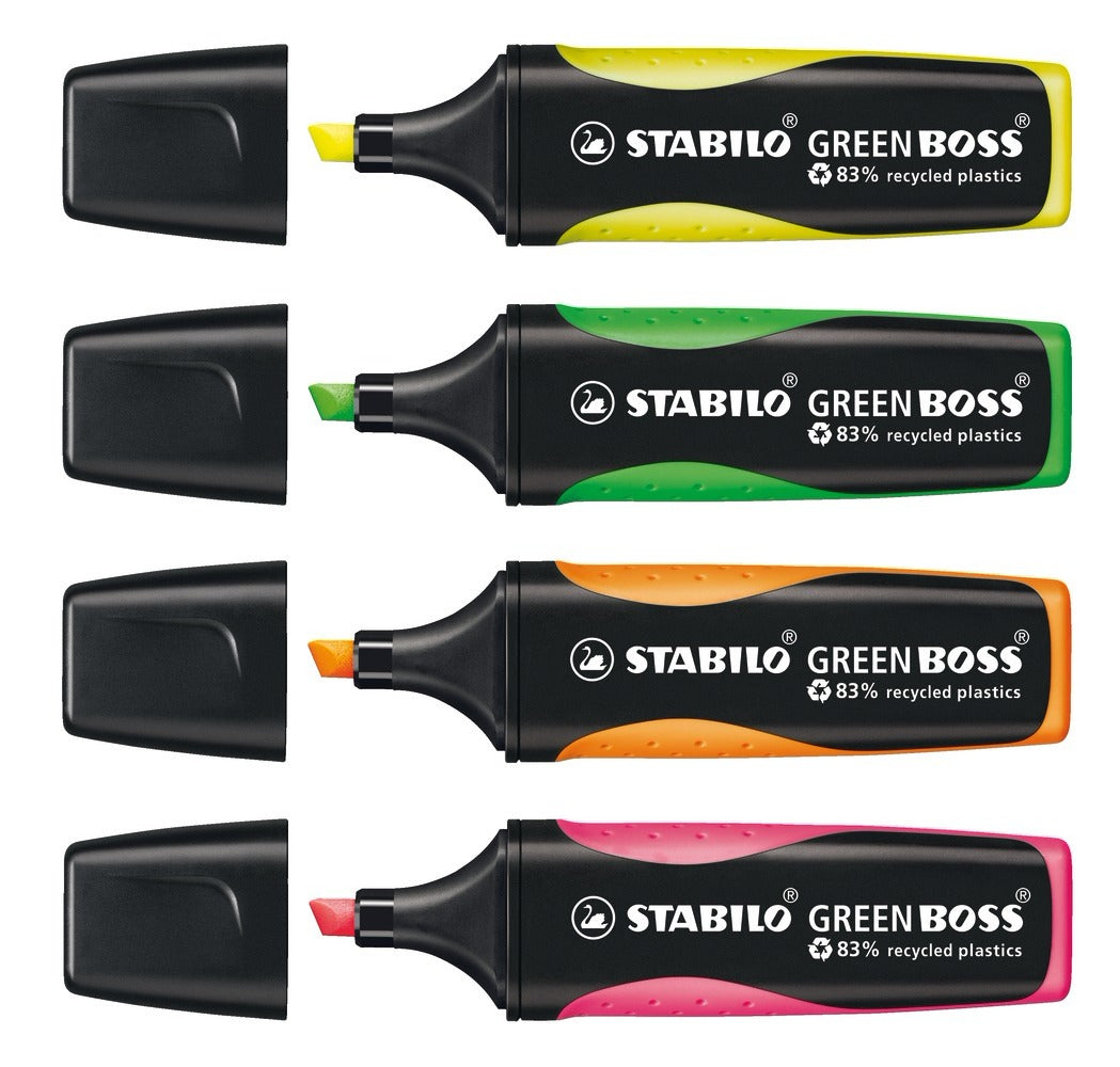 STABILO BOSS Textmarker Set 4 Farben – Keilspitze, 2–5 mm, nachfüllbar