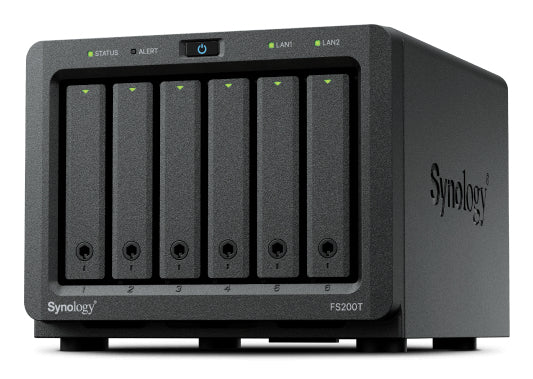 Synology FS200T – 6-Bay Desktop NAS – Intel Celeron J4125, 4 GB RAM, 1GbE, für 2,5" SSD, SATA