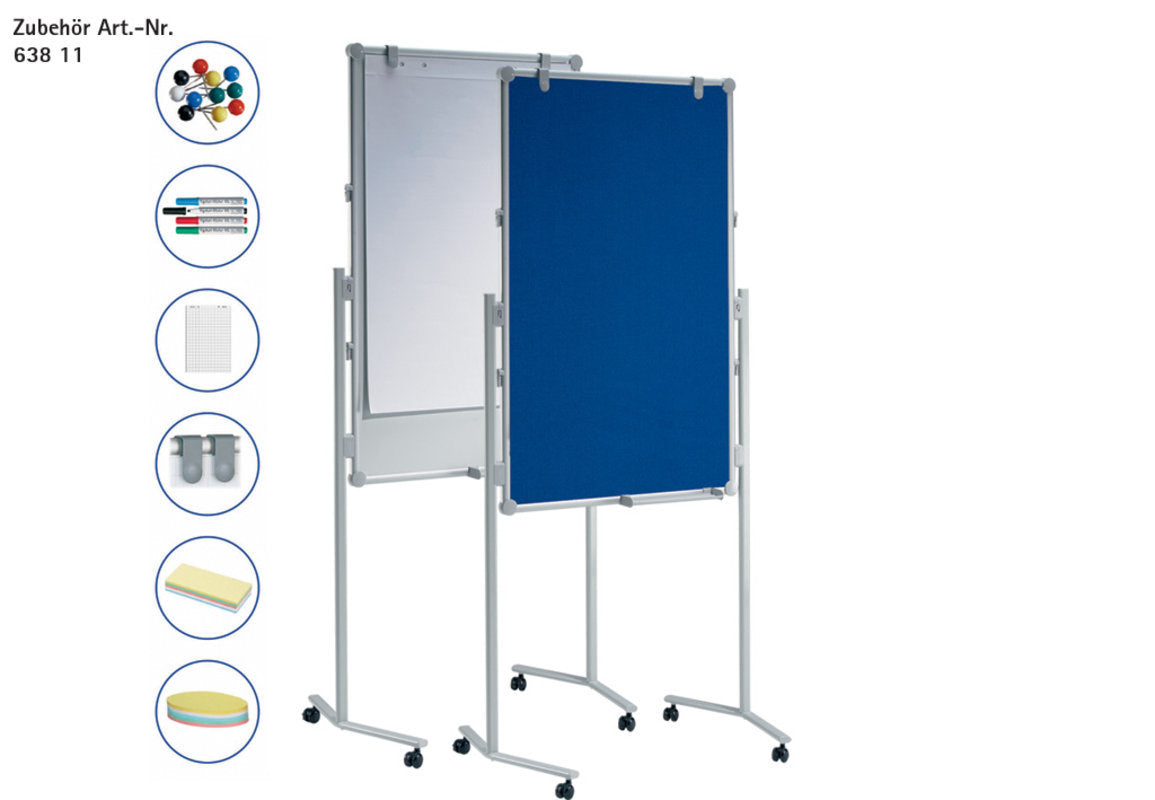 MAUL Moderationstafel MAULpro – 75 × 120 cm, Aluminium, Blau, Grau, Weiss