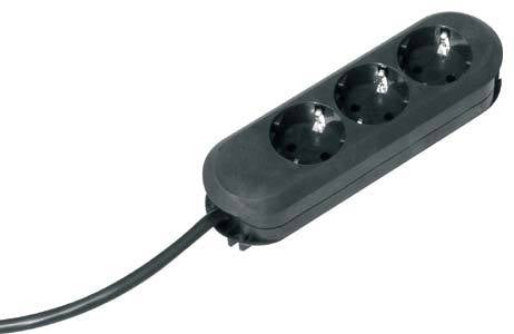 Bachmann Steckdosenleiste – 3× Schuko (Typ E/F), 5 m, ohne Schalter, schwarz