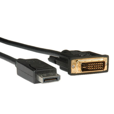 ROLINE DisplayPort auf DVI Kabel DP 1.1 1080p 60 Hz – 3 m – verriegelbar – für Grafikkarten mit DisplayPort