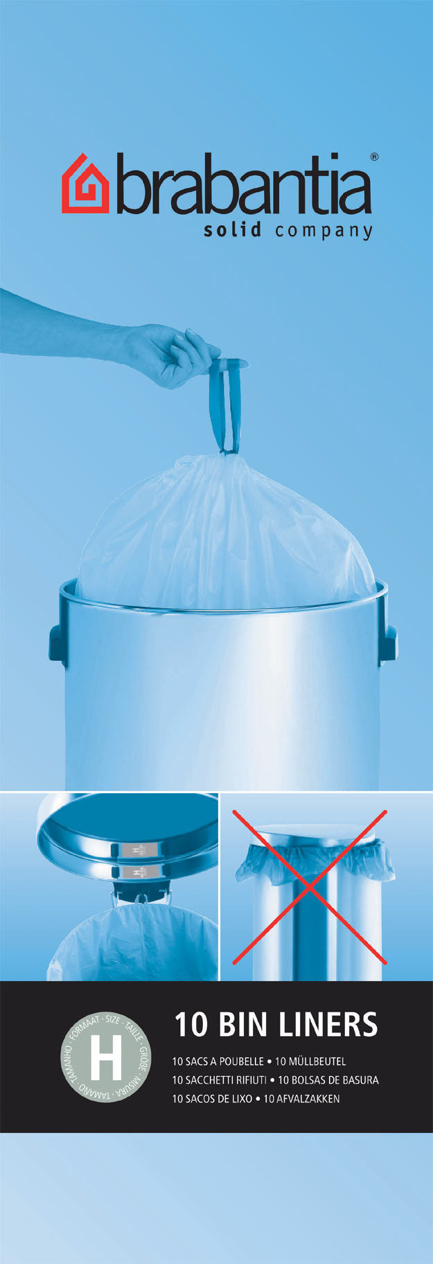 Brabantia Kehrichtsack für PerfectFit – 50 l, mit Zugband, PE, 120 Stk