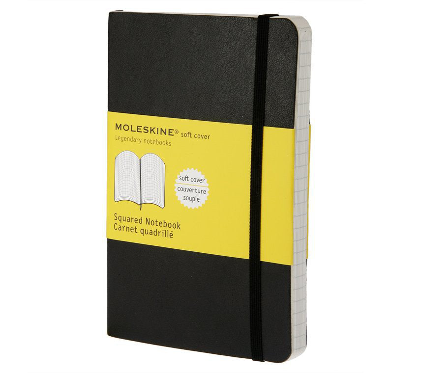 Moleskine Notizbuch A6, kariert, Fadenheftung, Softcover, 192 Seiten, 70 g/m² – schwarz
