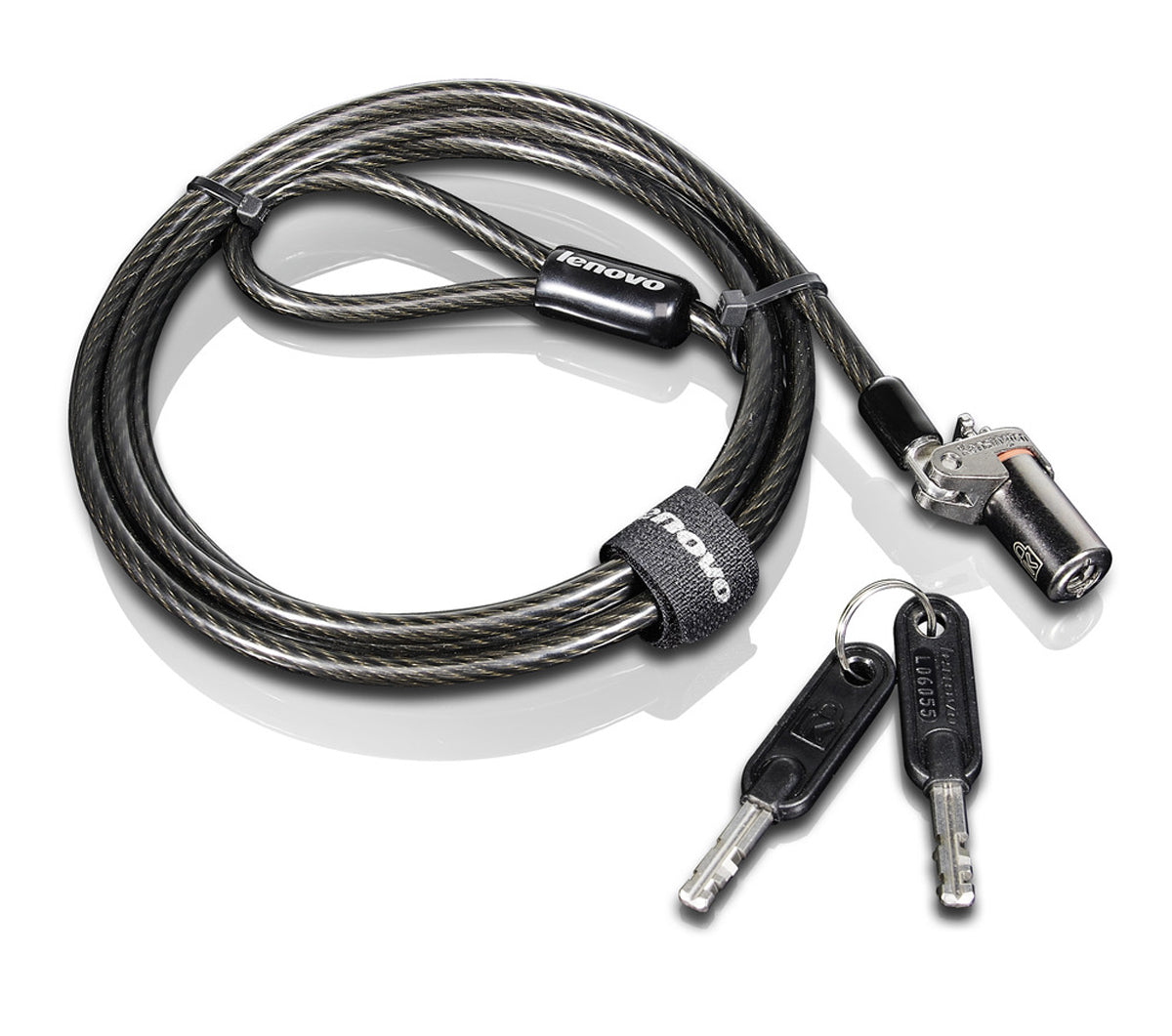 Lenovo Kabelschloss für Laptop, Monitor, Dockingstation – 1,5 m Kabel, 2 Schlüssel – Schwarz/Anthrazit