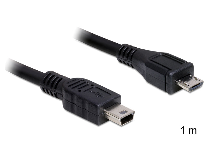 DeLOCK USB Micro-USB-B auf Mini-USB-B Kabel – USB 2.0 (480 Mbit/s) – 1 m – Schwarz
