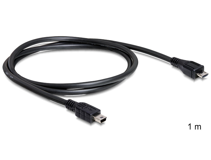 DeLOCK USB Micro-USB-B auf Mini-USB-B Kabel – USB 2.0 (480 Mbit/s) – 1 m – Schwarz
