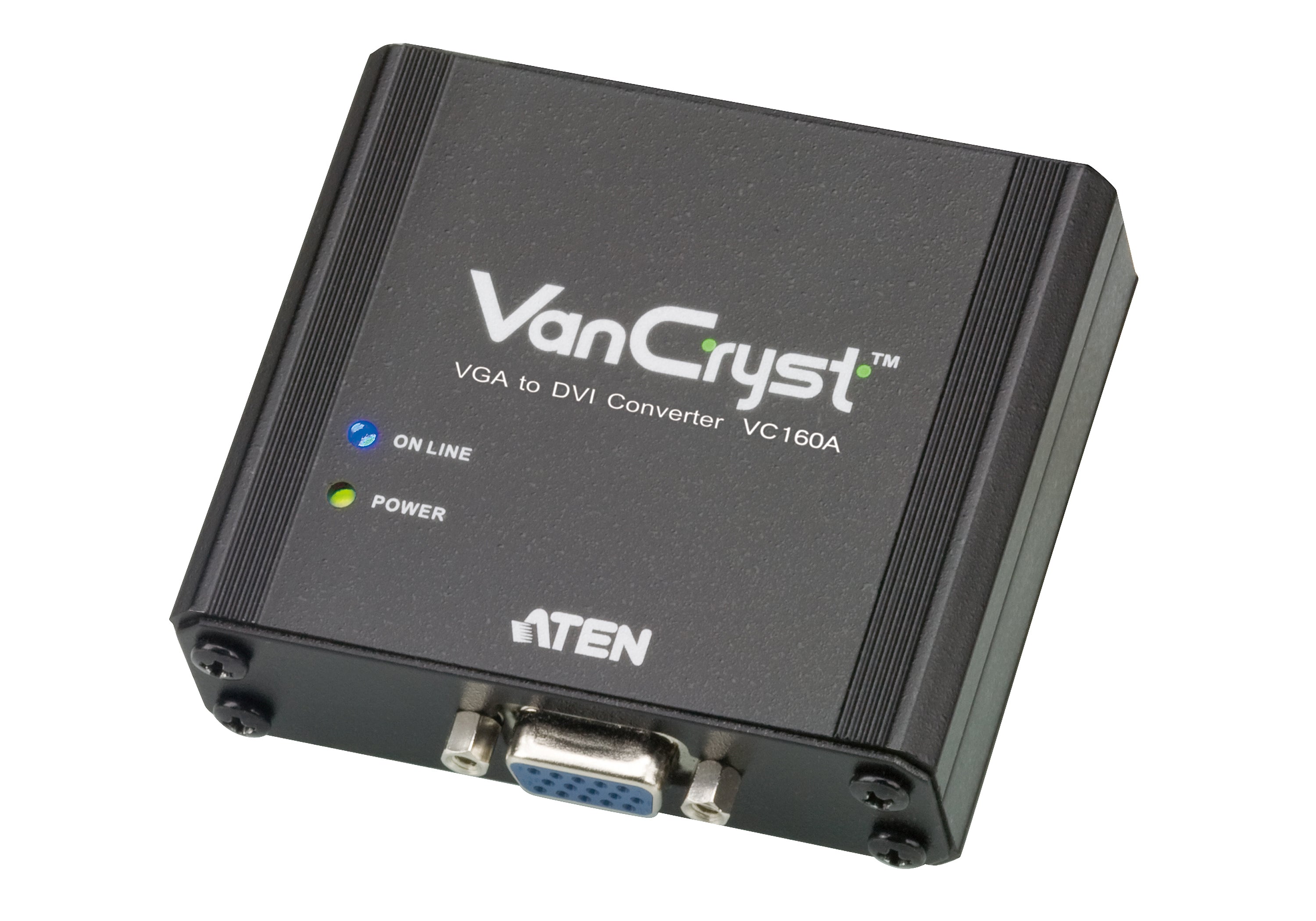 ATEN VC160A VGA zu DVI-D Adapter – 1920 × 1200, 1080p, Plug & Play, inkl. Netzteil – Schwarz