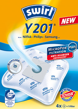 Swirl Staubbeutel Y 201 – 4 Stück, für Nilfisk BRAVO, Samsung SC 41/SC 61 und andere