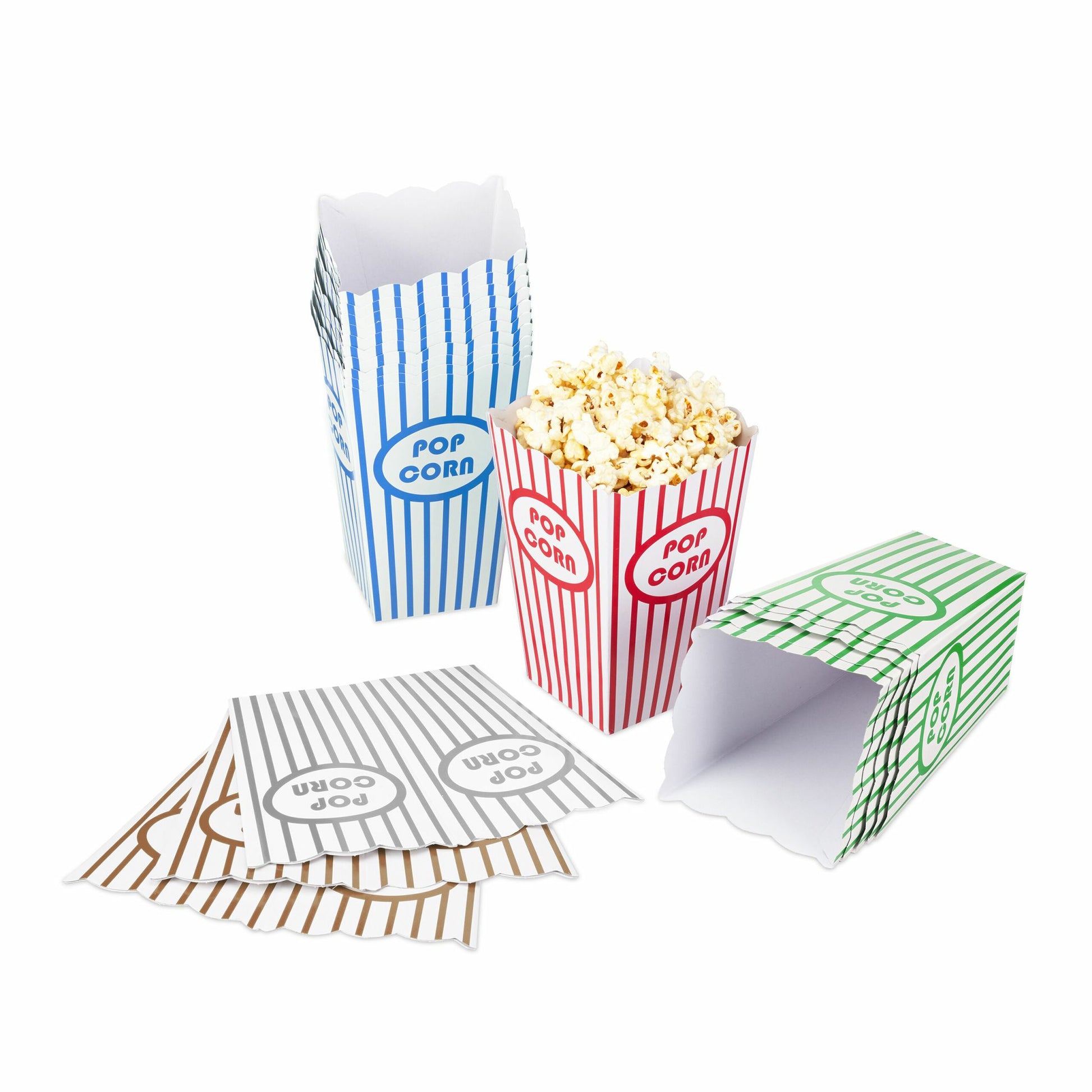 Relaxdays Popcorntüten, Papier, 10,5 × 16 cm, mehrfarbig – 50 Stk.