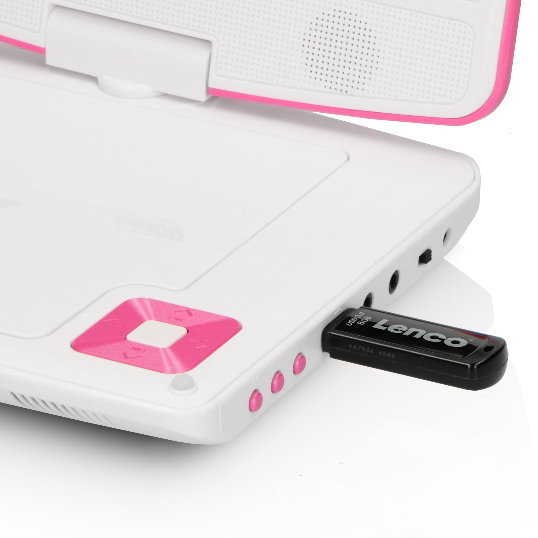 Lenco DVP-920 – 9" Tragbarer DVD-Player, USB, CD/MP3, 90 min Akku – Pink
