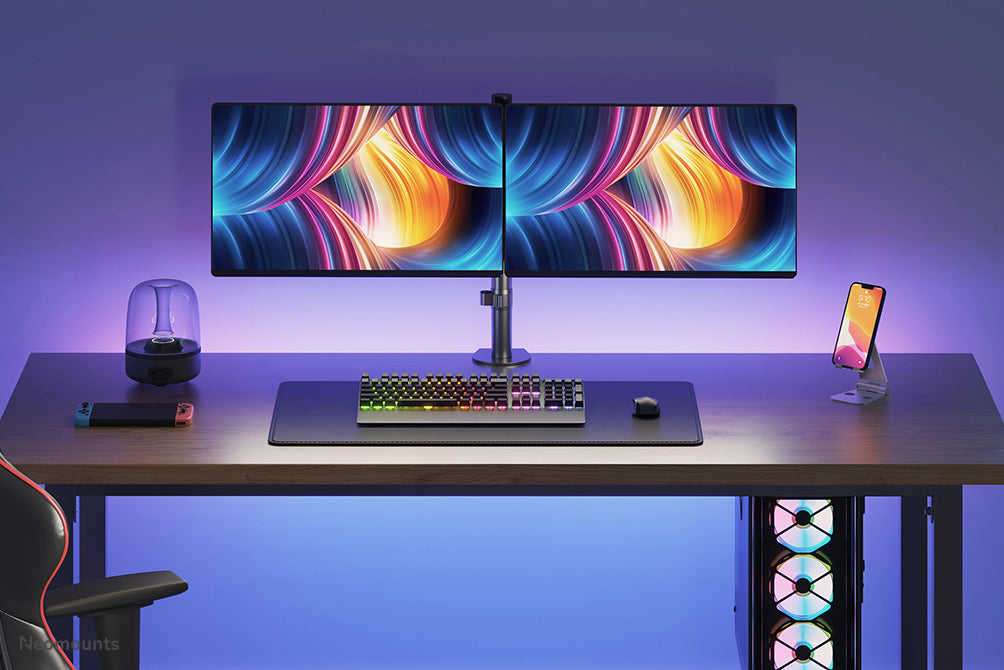 Neomounts FPMA-D550DBLACK – Monitorarm Tischhalterung – 2 Monitore – 10–32" – VESA 75×75/100×100 mm