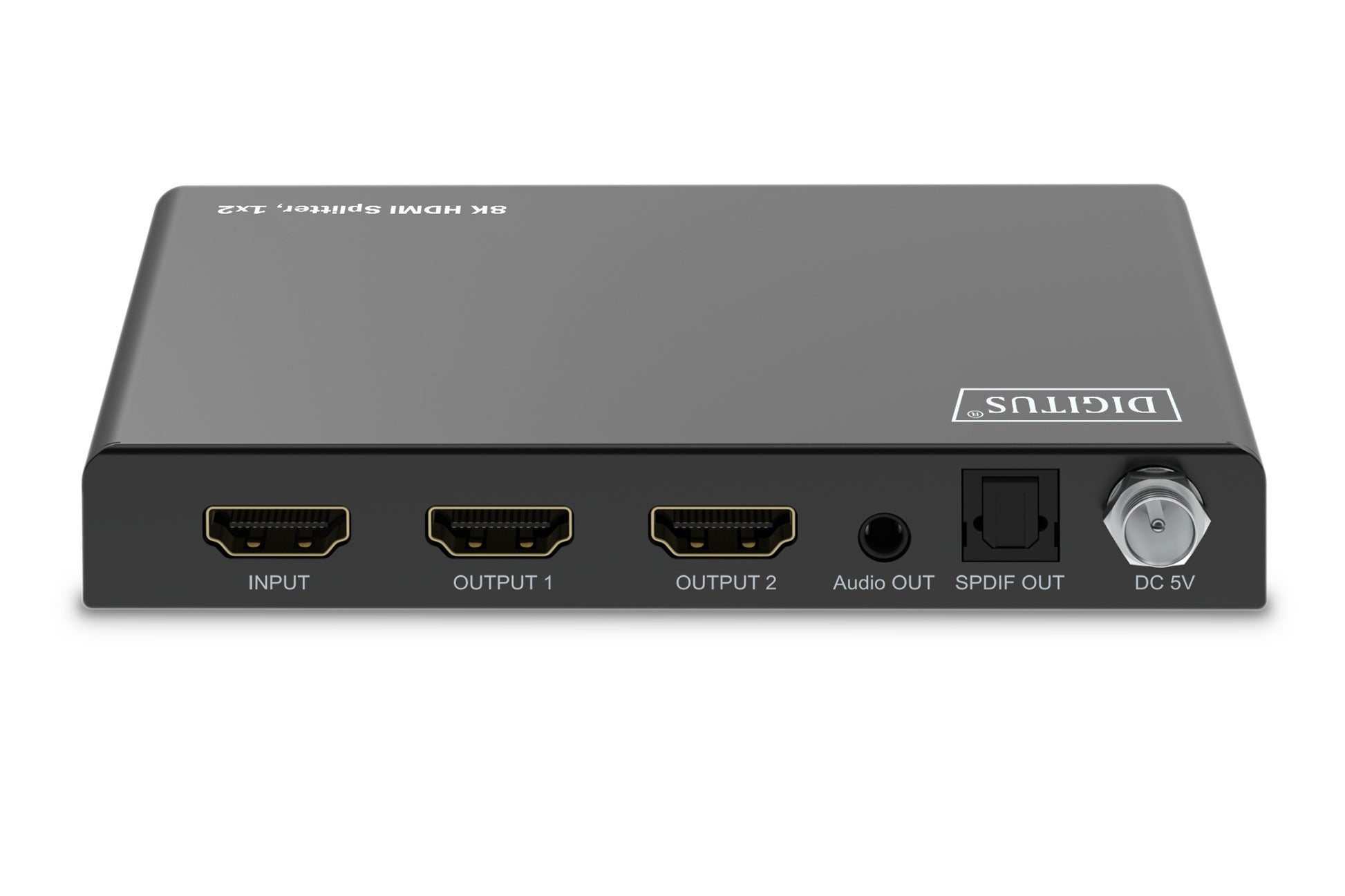 Digitus HDMI-Splitter 1×2 – 8K UHD, HDMI 2.1, 60 Hz (4:4:4), EDID – Schwarz, Metall