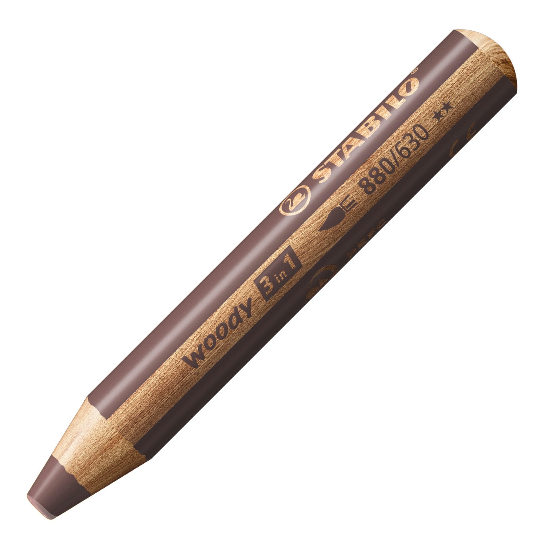 STABILO Buntstifte woody 3 in 1 – 3-in-1, rund, Minen-Ø 10 mm, Einzelstift braun