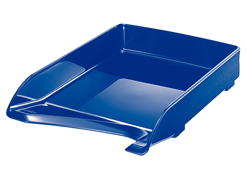 Leitz Briefkorb – mit Griffausschnitt, mit Beschriftungsfeld, glänzend, blau, B 250 × H 63 × T 350 mm
