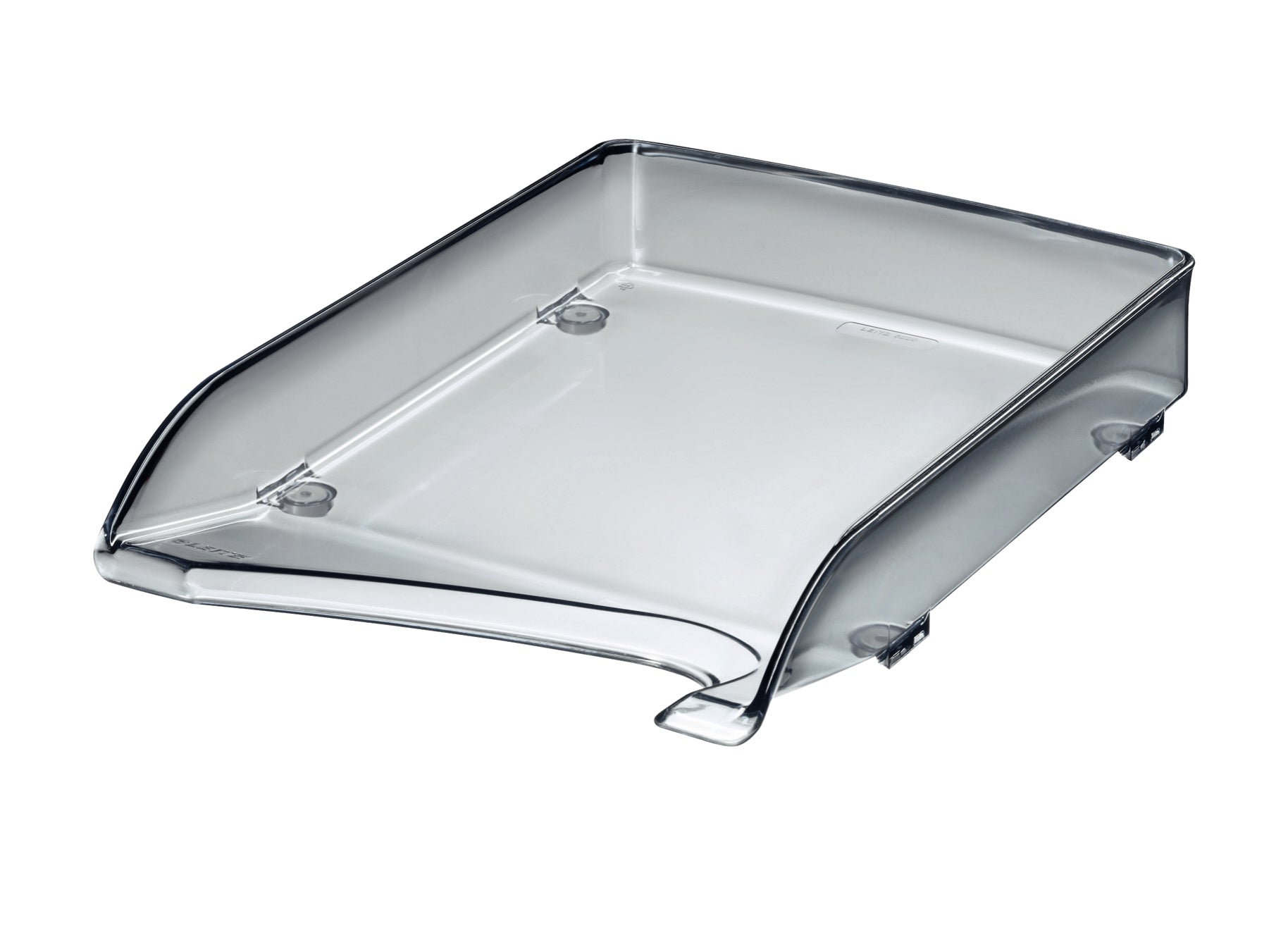Leitz Briefkorb – mit Beschriftungsfeld, glänzend, grau transparent, B 250 × H 63 × T 350 mm