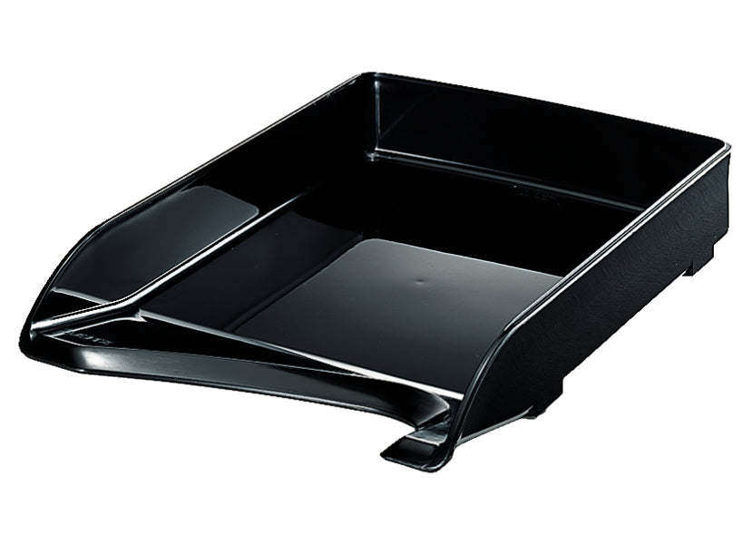 Leitz Briefkorb – mit Griffausschnitt, mit Beschriftungsfeld, glänzend, schwarz, B 250 × H 63 × T 350 mm