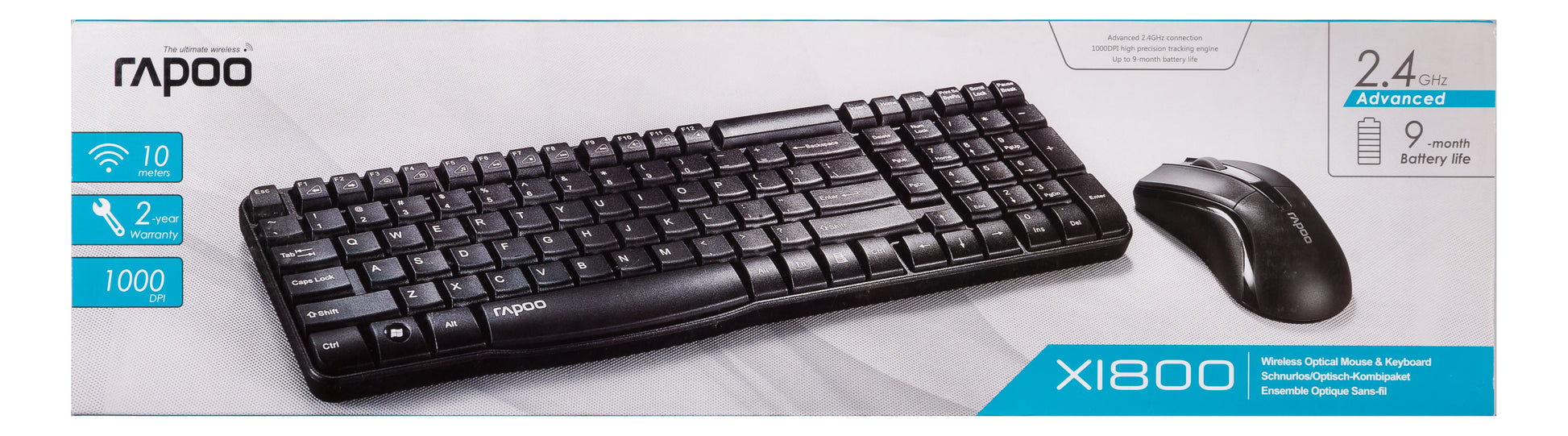 Rapoo X1800 – Tastatur-Maus-Set – Mechanisch – 2,4 GHz USB-A – QWERTZ (DE) – Schwarz